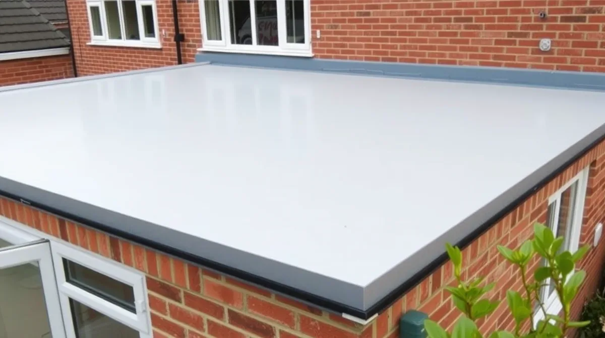 GRP fibreglass flat roof with trim detail
