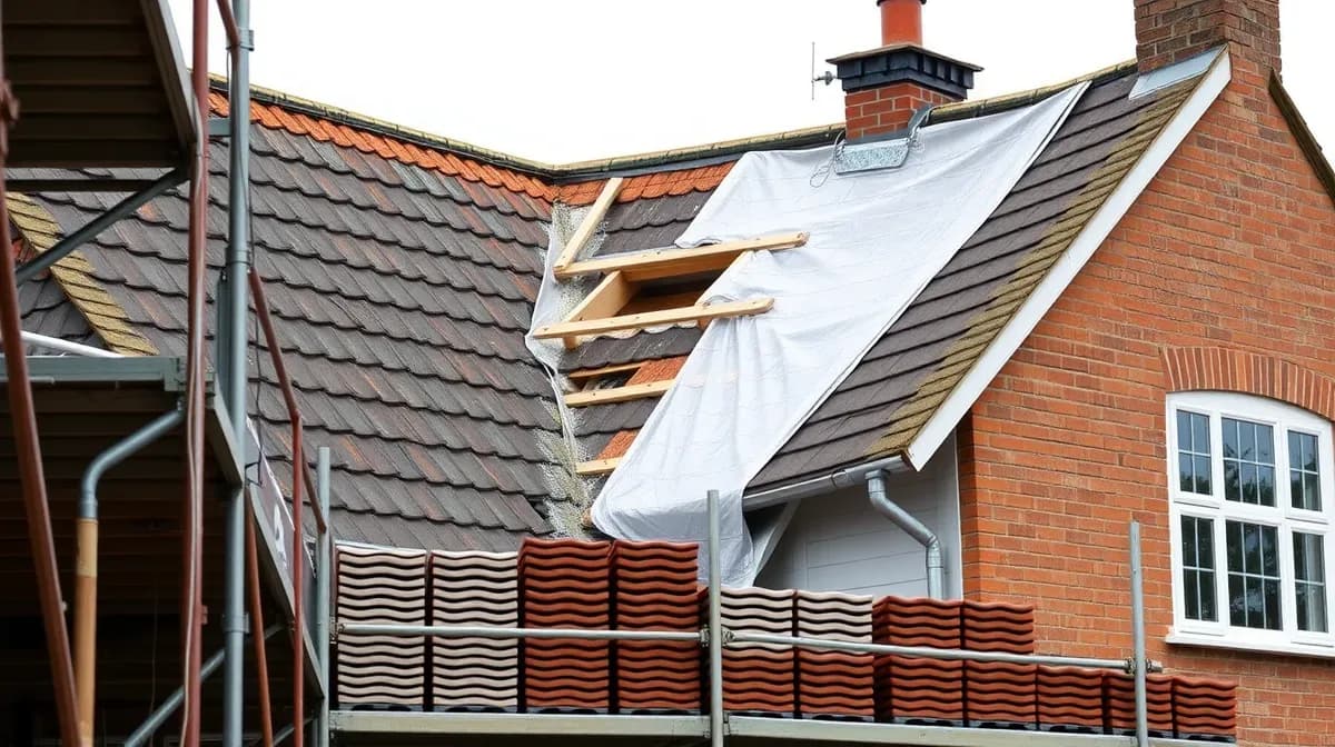House mid re-roof showing new membrane and battens